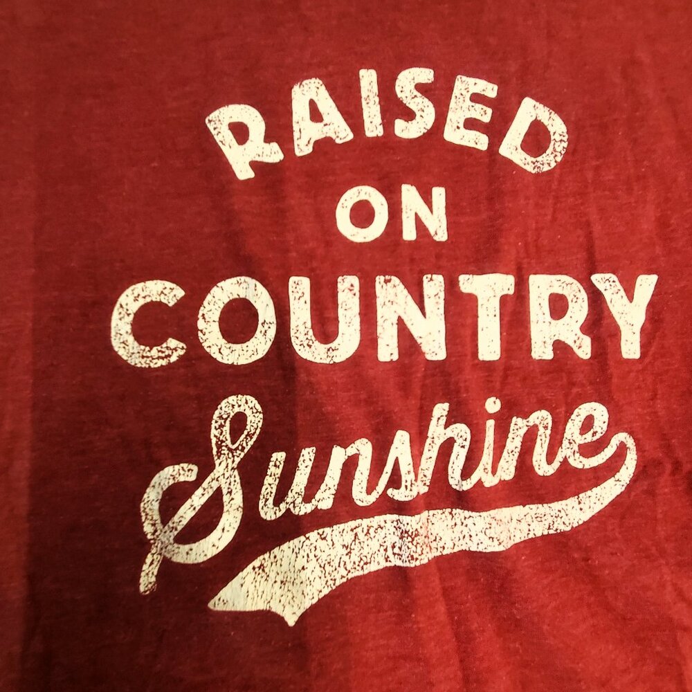 Instant Message Raised on Country Sunshine Distressed T-shirt Medium Burgundy - Picture 14 of 14